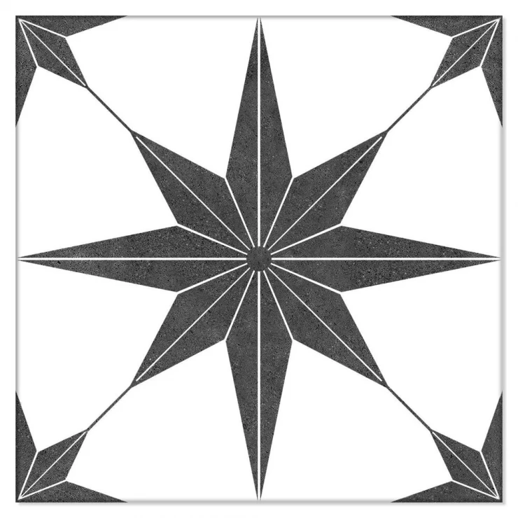 Marockanskt Klinker Stella Vit-Mörkgrå 25x25 cm-1