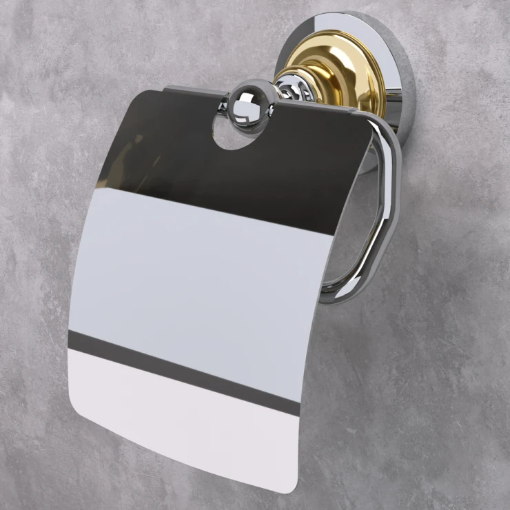 Toalettpappershållare med Lock Solbacken Guld-Krom-0