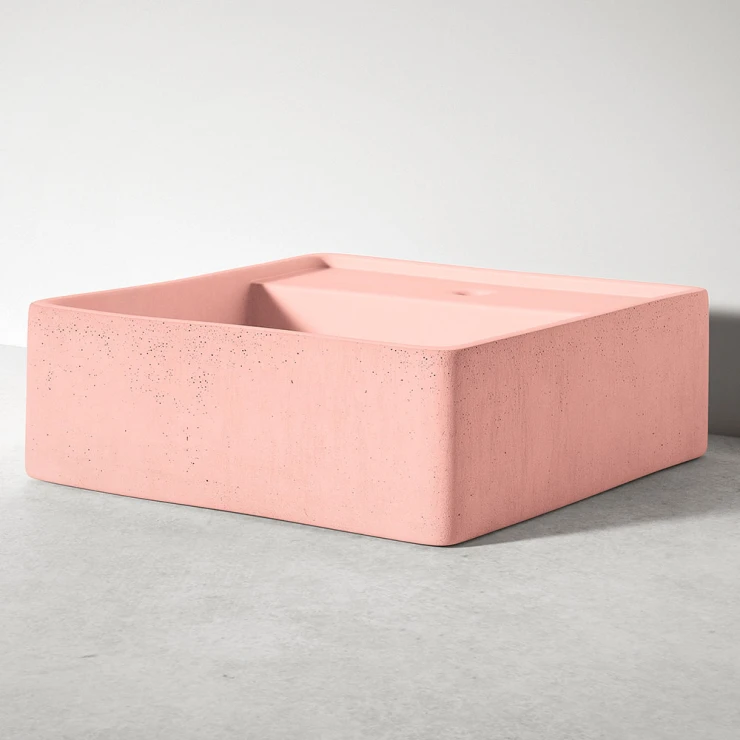 Sira Handgjorda Cement Tvättställ Dome Rosa Matt 46 cm-0