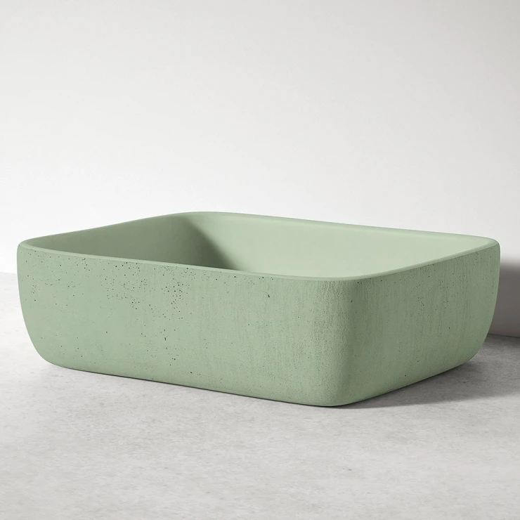 Sira Handgjorda Cement Tvättställ Cala Grön Matt 50 cm-0