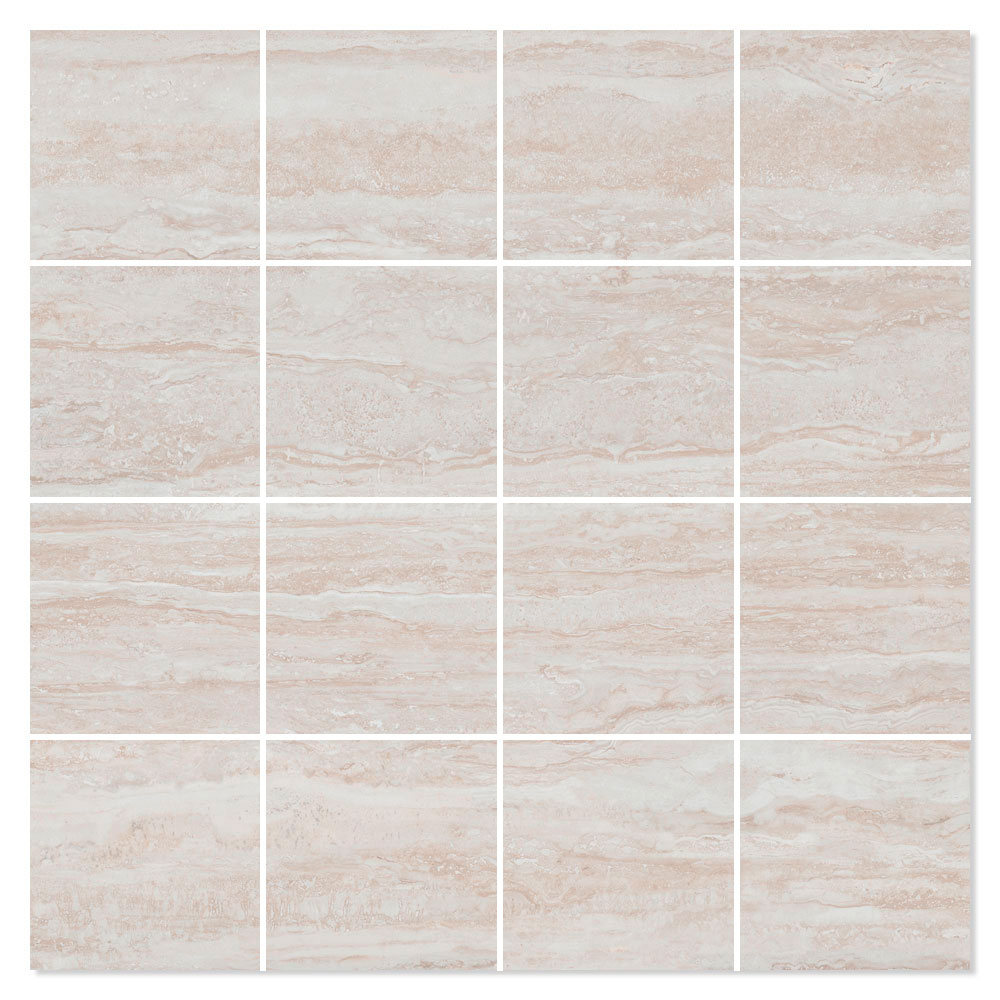 Mosaik Klinker Travertino Ivory Blank 30x30 (7x7) cm