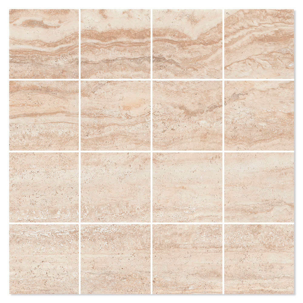 Mosaik Klinker Travertino Beige Blank 30x30 (7x7) cm