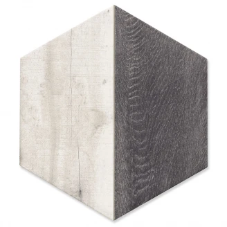 Hexagon Klinker Trapez Wood Vit-Svart Matt 29x33 cm-2