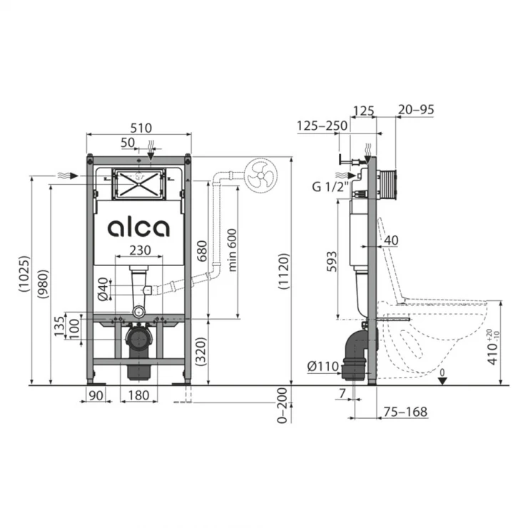 WC-fixtur Alca Basic för Inbyggnad-1