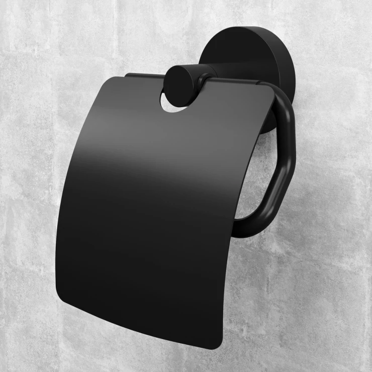 Toalettpappershållare med Lock Ektorp Svart Matt-0