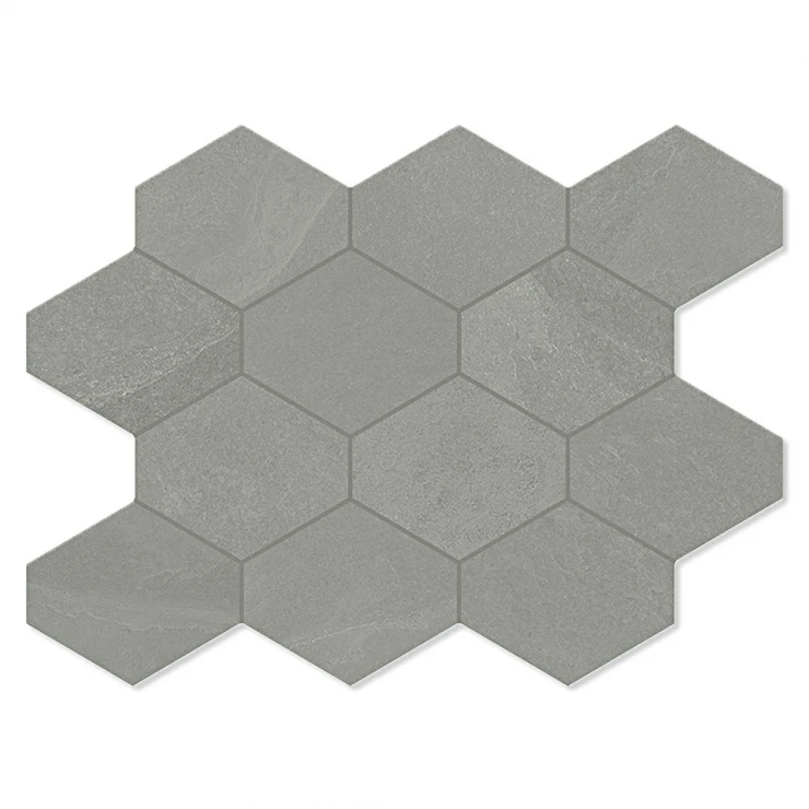 Unicomstarker Hexagon Klinker Brazilian Slate Silk Grey Matt 25x34 cm-0