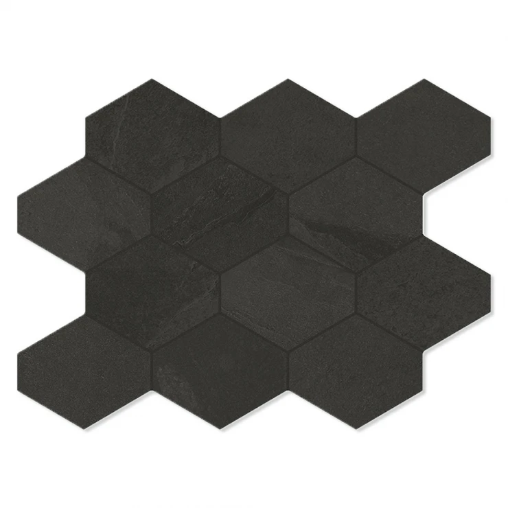 Unicomstarker Hexagon Klinker Brazilian Slate Rail Black Matt 25x34 cm-0