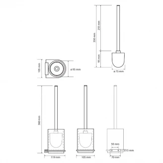 Toalettborste Industrial Svart Matt-2