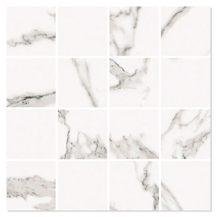 Marmor Mosaik Klinker Calacatta Lux Vit Matt 30x30 (7x7) cm-0