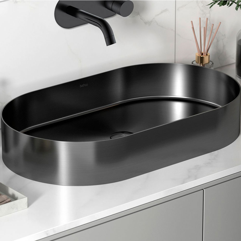 Bathco Tvättställ Detroit Oval Metallic Mörk Krom 38 cm