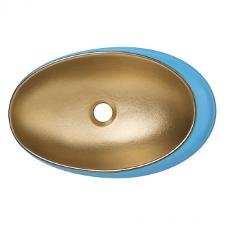 Tvättställ Oval Wilma Blå Blank, Guld 48 cm