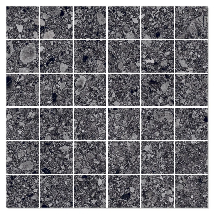 Mosaik Klinker Terrazzo Italia Mörkgrå Matt 30x30 (5x5) cm-0