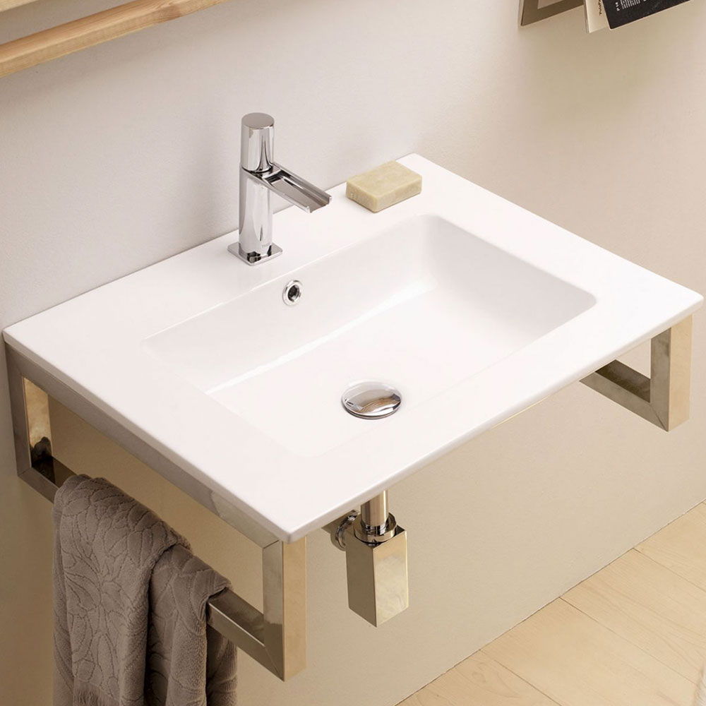 Bathco Tvättställ Rectangular Liebana Vit Blank 61 cm