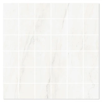Marmor Mosaik Klinker Opulent Vit Satin 30x30 (5x5) cm-2