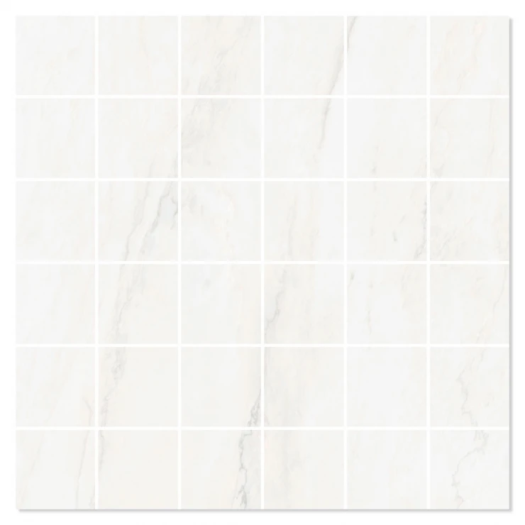 Marmor Mosaik Klinker Opulent Vit Satin 30x30 (5x5) cm-0