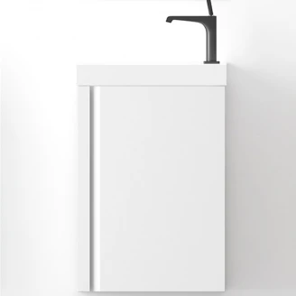 Tvättställsskåp Compakt 40 cm Vit med Handfat & Spegel-2