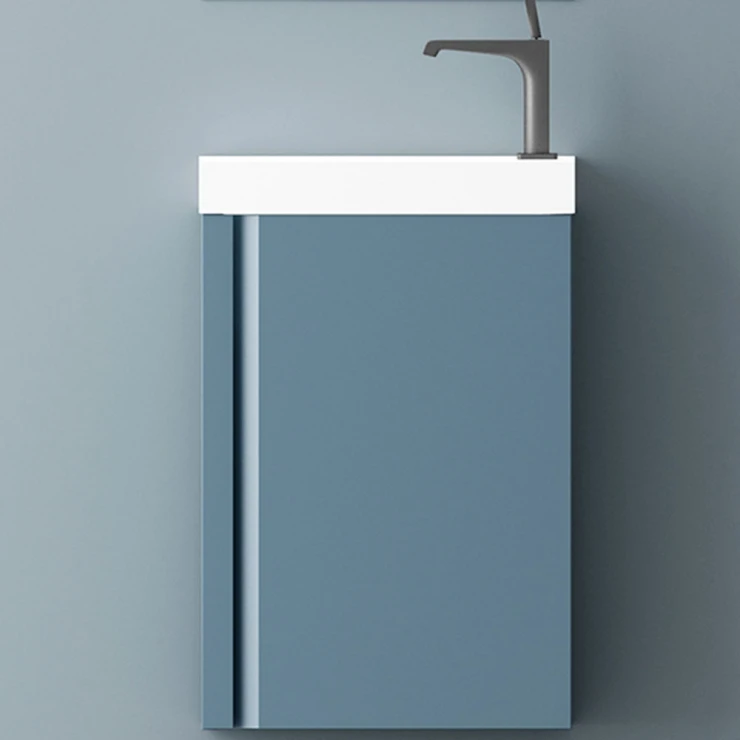Tvättställsskåp Compakt 40 cm Blå med Handfat & Spegel-1