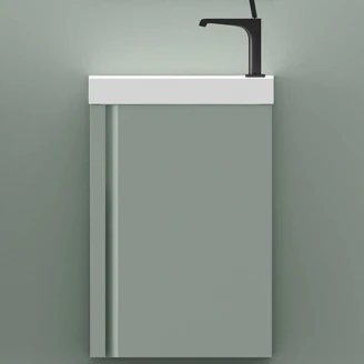 Tvättställsskåp Compakt 40 cm Grön med Handfat & Spegel-2