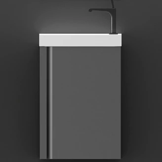 Tvättställsskåp Compakt 40 cm Mörkgrå med Handfat & Spegel-2
