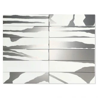 Dune Kakel Flat White&Silver Satin 7.5x30 cm-2