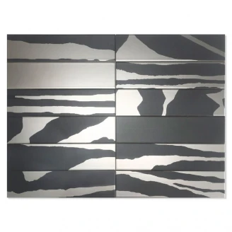 Dune Kakel Flat Black&Silver Satin 7.5x30 cm