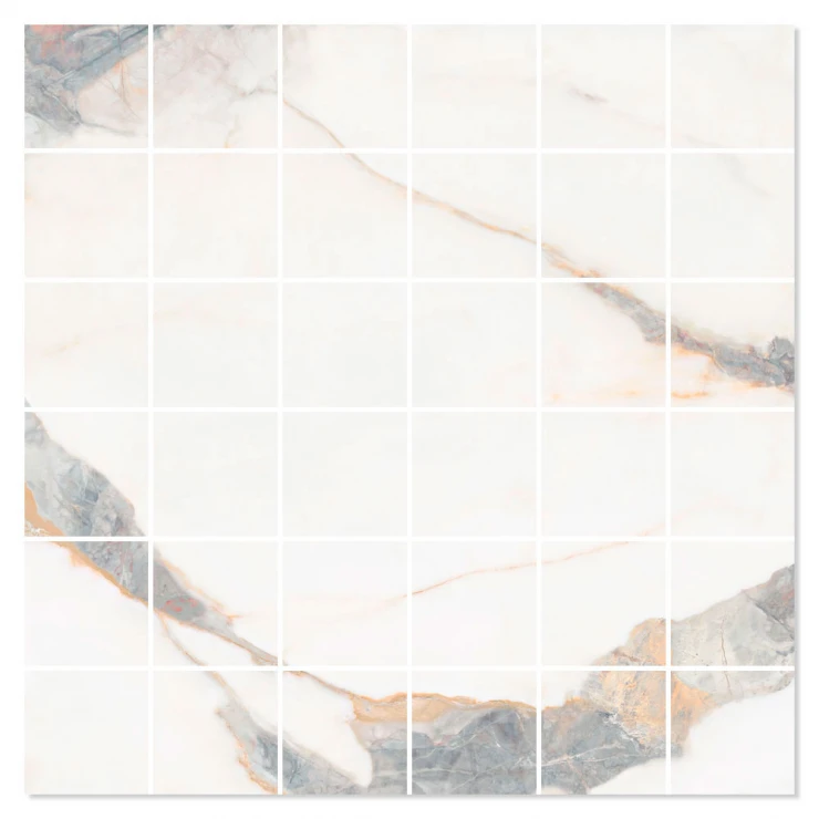 Mosaik Klinker Luminus Marmor Vit Polerad 30x30 (5x5) cm-0