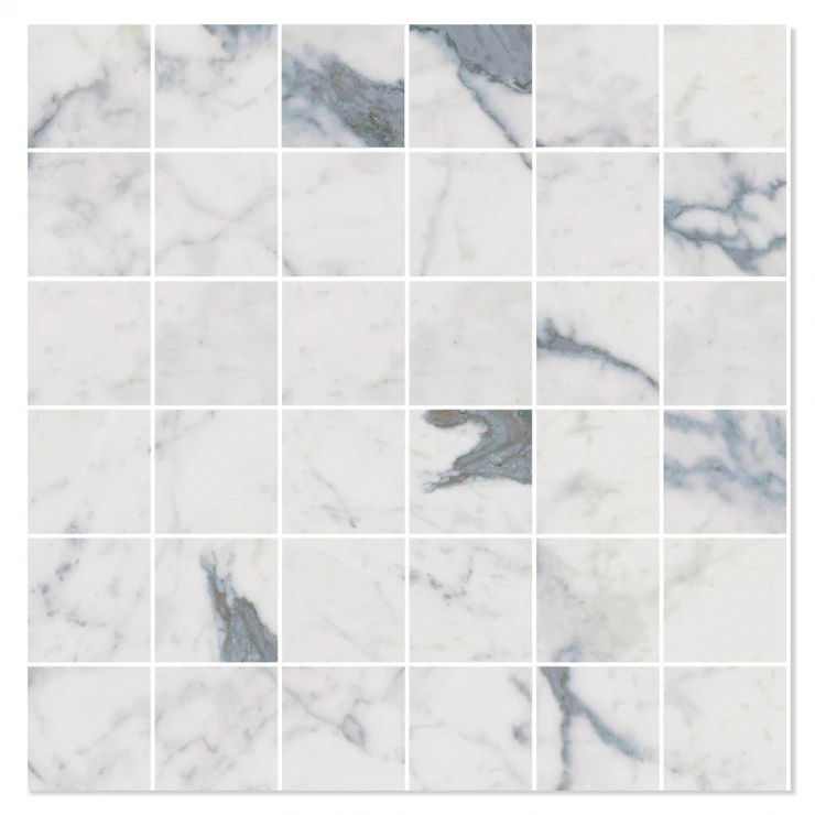 Marmor Mosaik Klinker Paradigm White Polerad 30x30 (5x5) cm-0