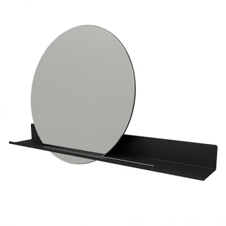Spegel Sommardopp Diameter 60 cm Hylla 97 cm Svart