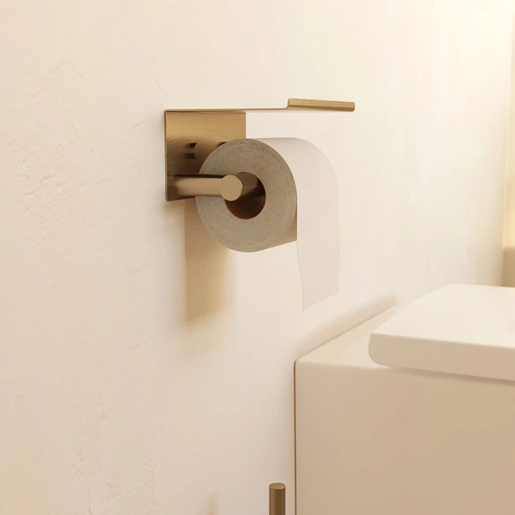 Toalettpappershållare med Lock Issano Guld Matt PVD-0