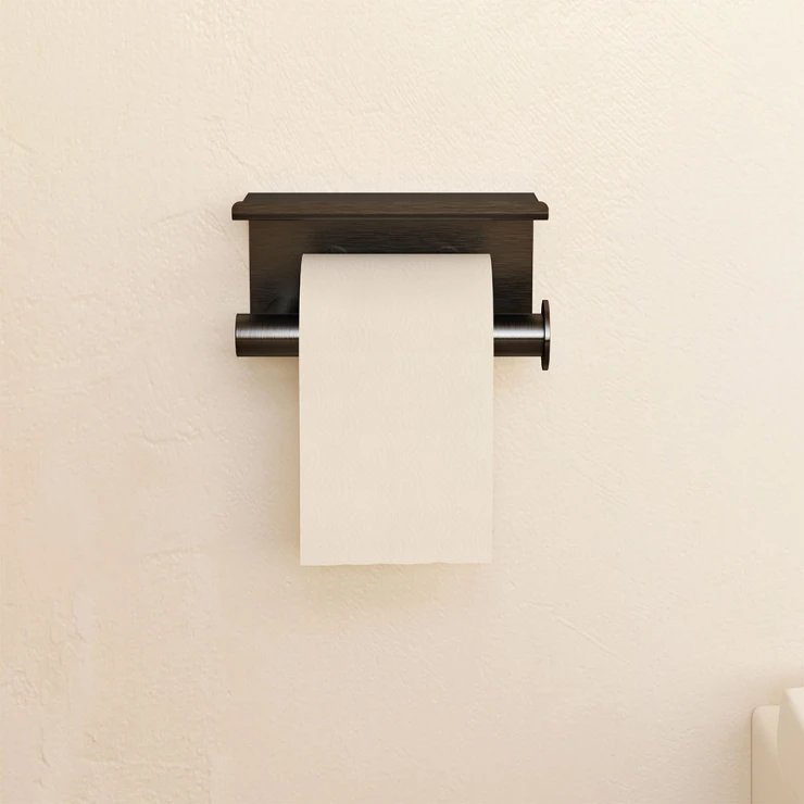 Toalettpappershållare med Lock Issano Svart Matt PVD-0