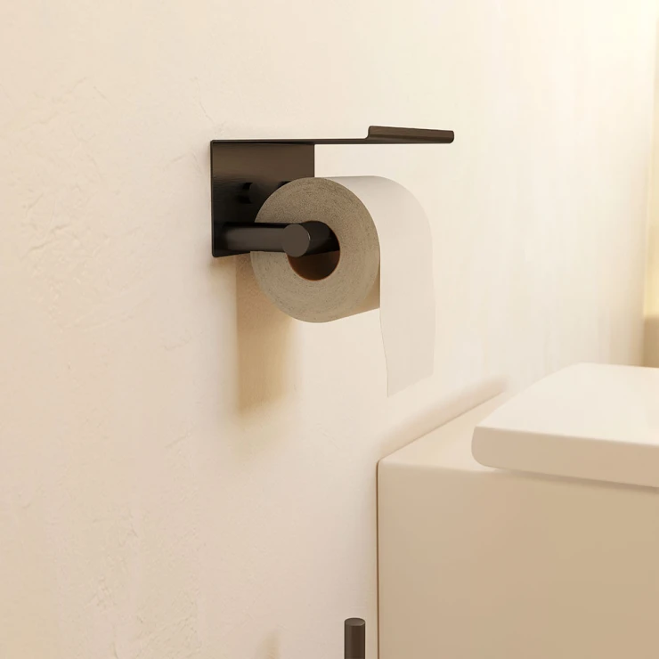 Toalettpappershållare med Lock Issano Svart Matt PVD-1