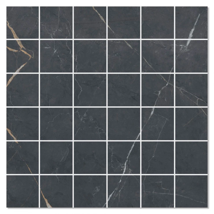 Marmor Mosaik Klinker Altamura Scandinavia Mörkgrå Satin 30x30 (5x5) cm-0