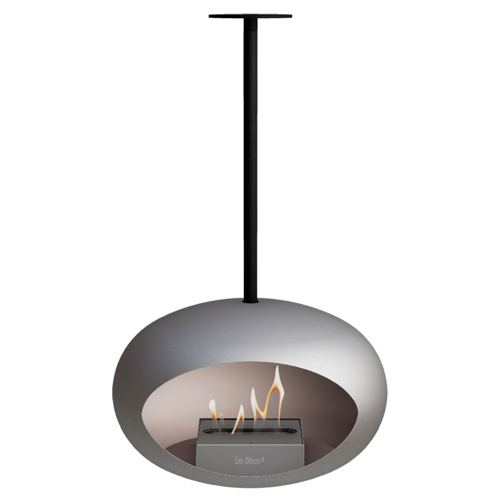 Le Feu Bietanol Kamin Sky Nickel Matt med Stativ Svart Matt 120 cm