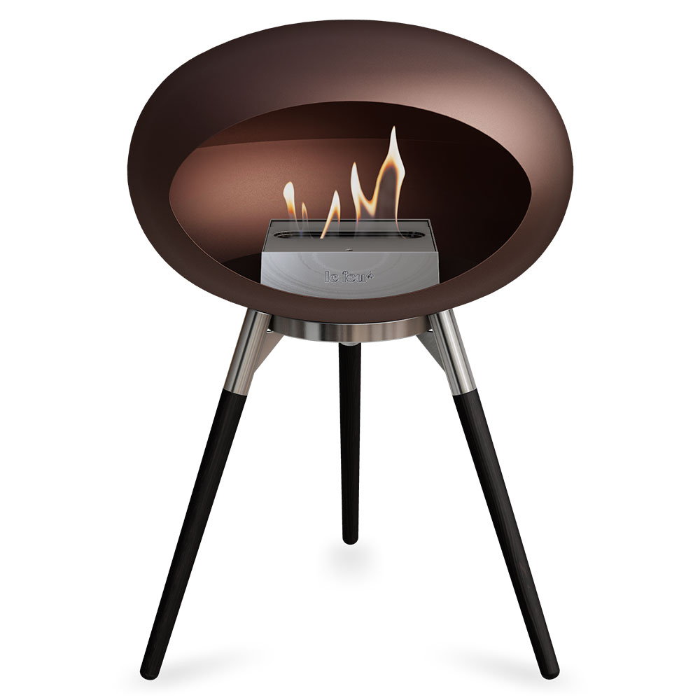 Le Feu Bietanol Kamin Ground Low Mocca Matt med Krom Blank, Svart Matt Ben