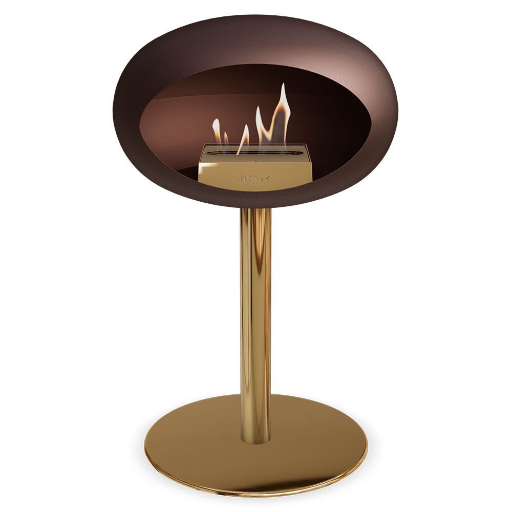 Le Feu Bietanol Kamin Steel 60 Mocca Matt med Stativ Guld Rose Blank 50 cm