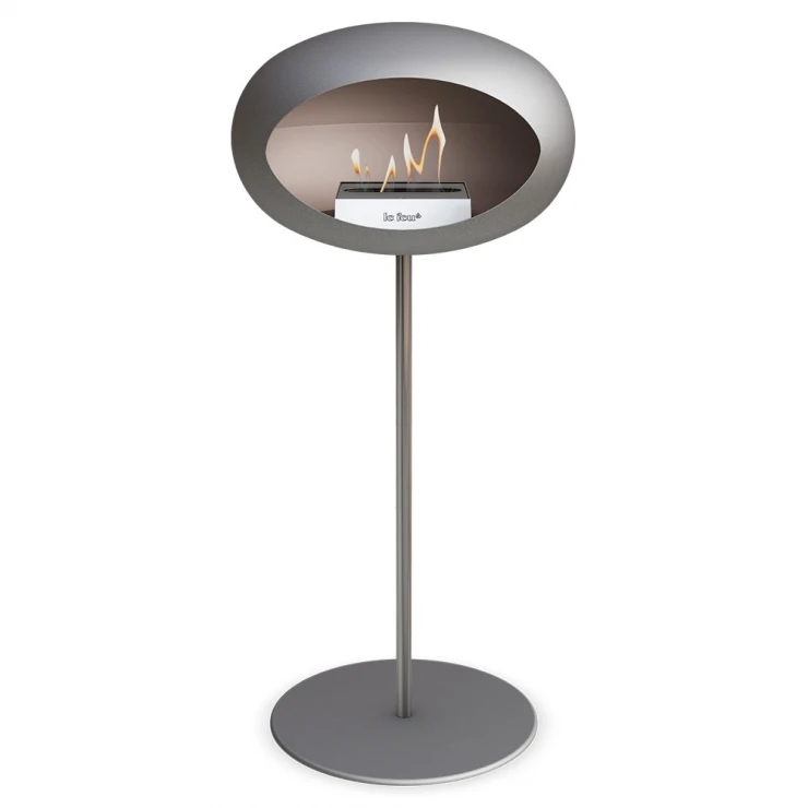 Le Feu Bietanol Kamin Steel Nickel Matt med Stativ Krom Blank & Nickel Matt Platta 80 cm-0