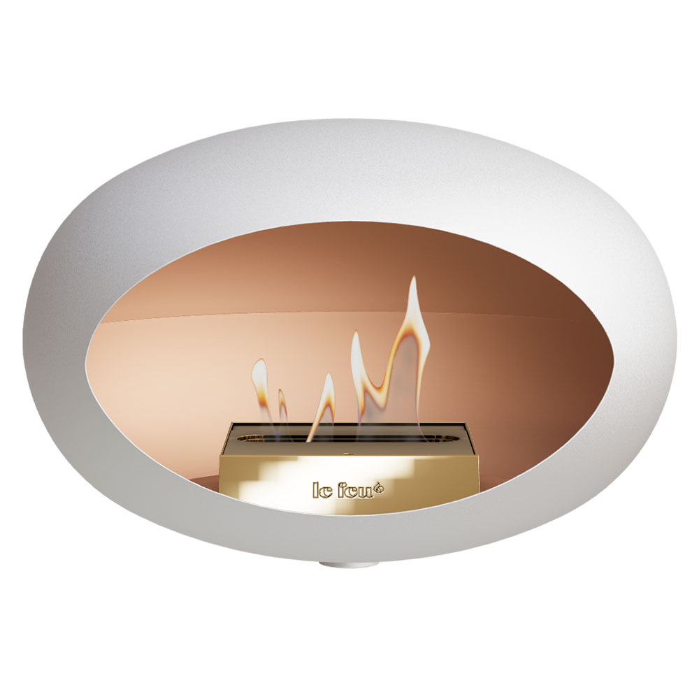 Le Feu Bietanol Kamin Wall Vit Matt, Guld Rose Blank