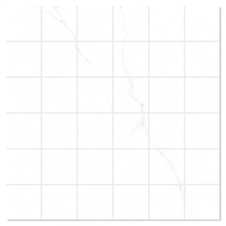 Marmor Mosaik Klinker Nordiva Vit-Silver Polerad 30x30 (5x5) cm-0