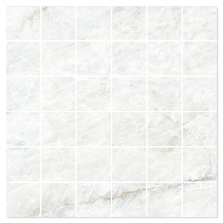 Marmor Mosaik Klinker Vitality Vit Polerad 30x30 (5x5) cm-0