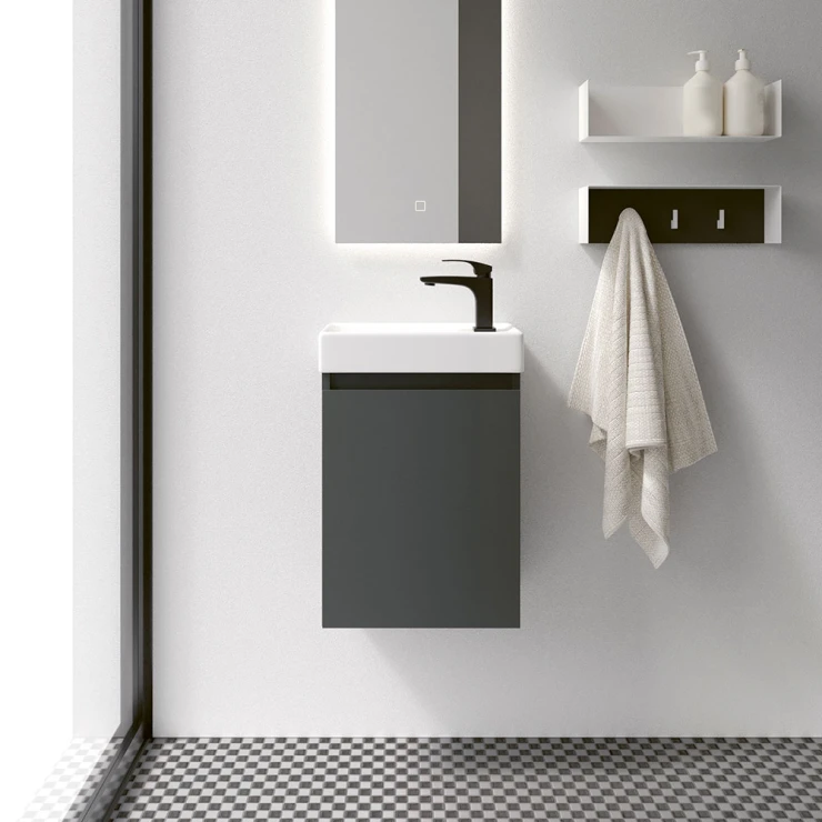 Tvättställsskåp Milli  Graphite 40 cm Höger med Handfat Vit Blank-0