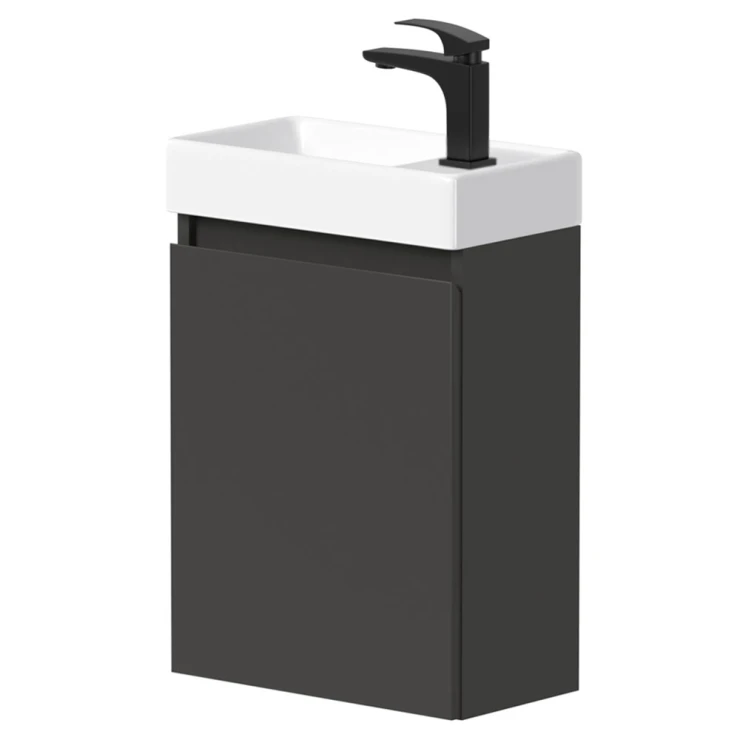 Tvättställsskåp Milli  Graphite 40 cm Höger med Handfat Vit Blank-1