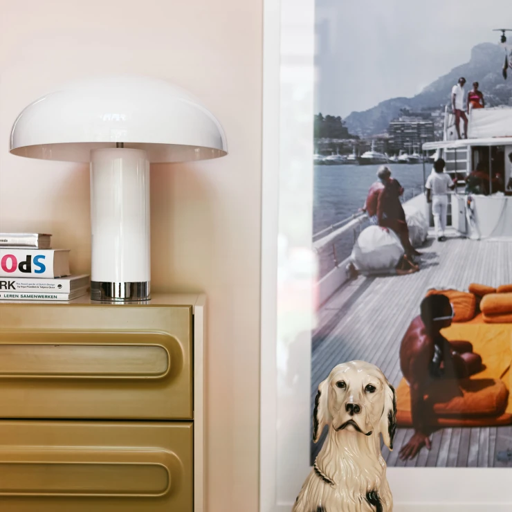 HK-living Lounge Bordslampa Cream Blank-1