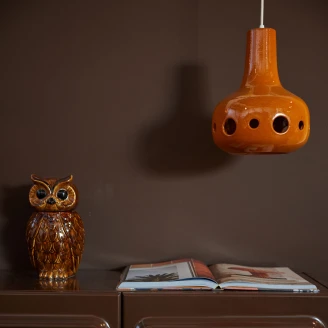 HK-living Hängande Lampa Keramik Orange Blank