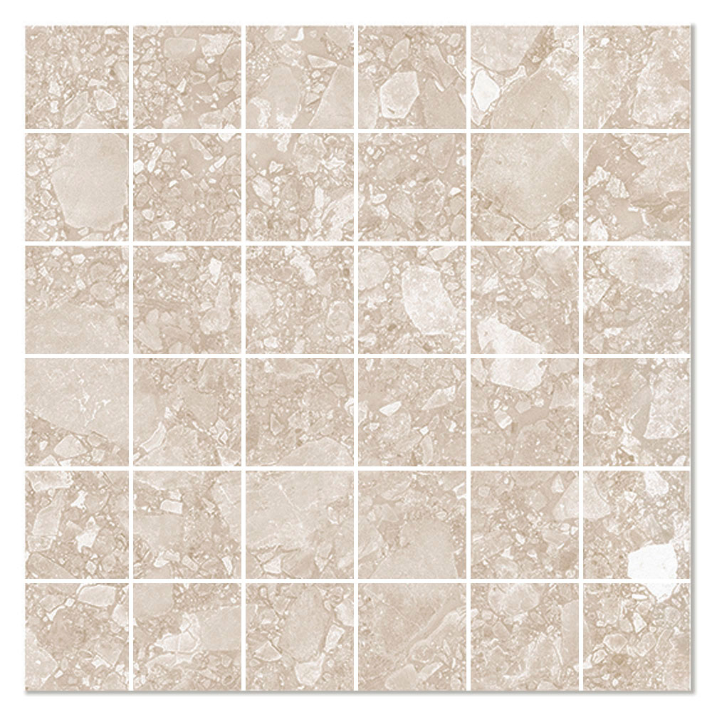 Mosaik Klinker Flodsten Beige Matt 30x30 (5x5) cm