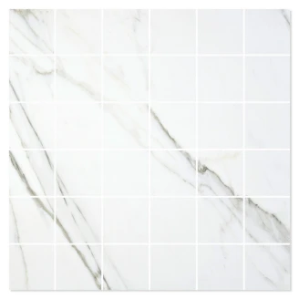 Marmor Mosaik Klinker Fjäder Vit Matt 30x30 (5x5) cm-2