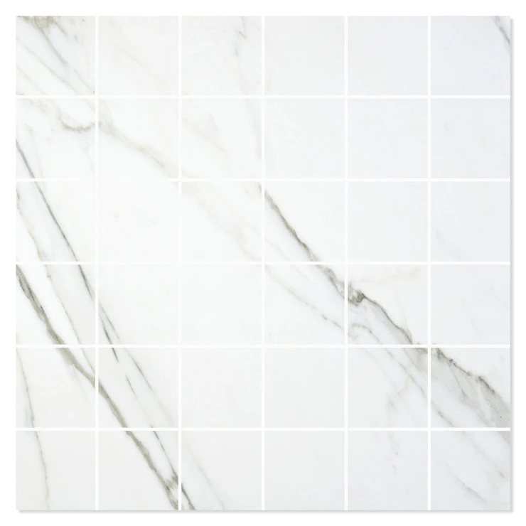 Marmor Mosaik Klinker Fjäder Vit Matt 30x30 (5x5) cm-0