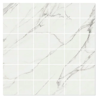 Marmor Mosaik Klinker Fjäder Vit Polerad 30x30 (5x5) cm-2