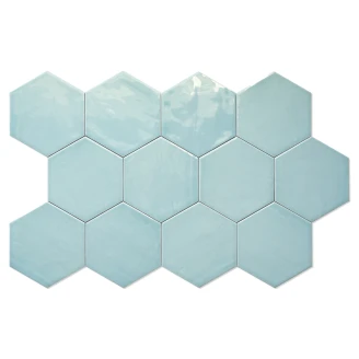 Hexagon Kakel Lume Ljusblå Blank 14x16 cm-2