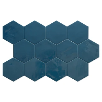 Hexagon Kakel Lume Mörkblå Blank 14x16 cm-2