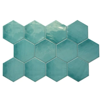 Hexagon Kakel Lume Teal Blank 14x16 cm-2